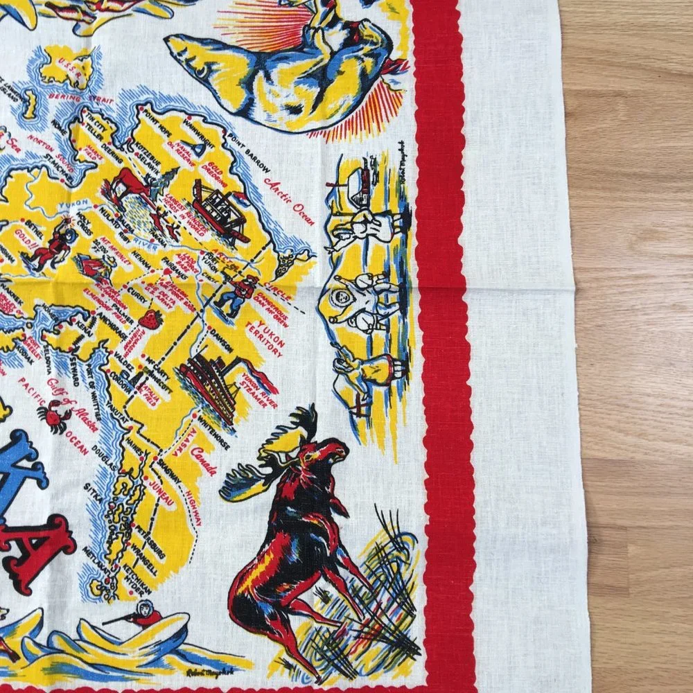 Vintage Alaska Tablecloth Cactus Cloth